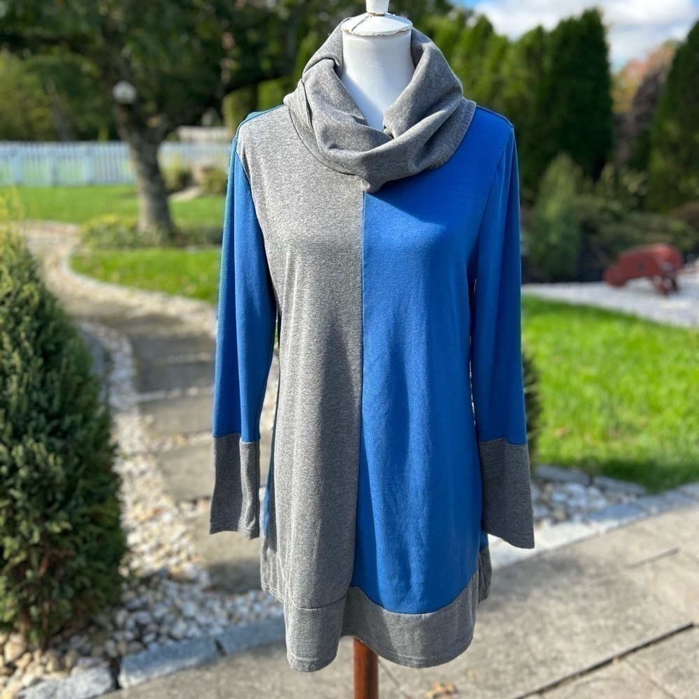 Youtalia long shirt tunic top with cowlneck and color blocking - Picture 5 of 13